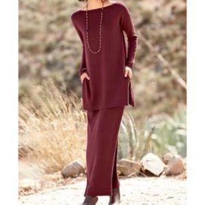 NWT Peruvian Connection Bordeaux Dorsay Pima Cotton Tunic Women's Size Small